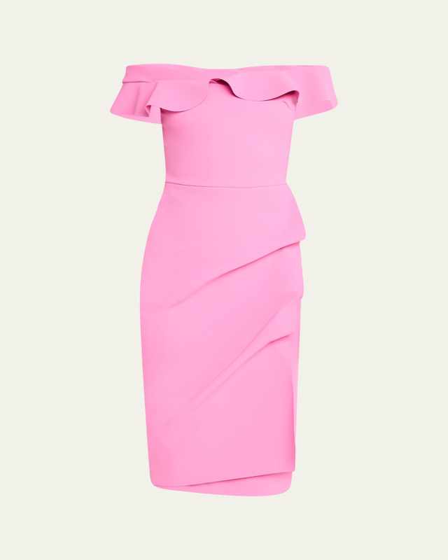 Nidandre Off-Shoulder Ruffle Midi Dress